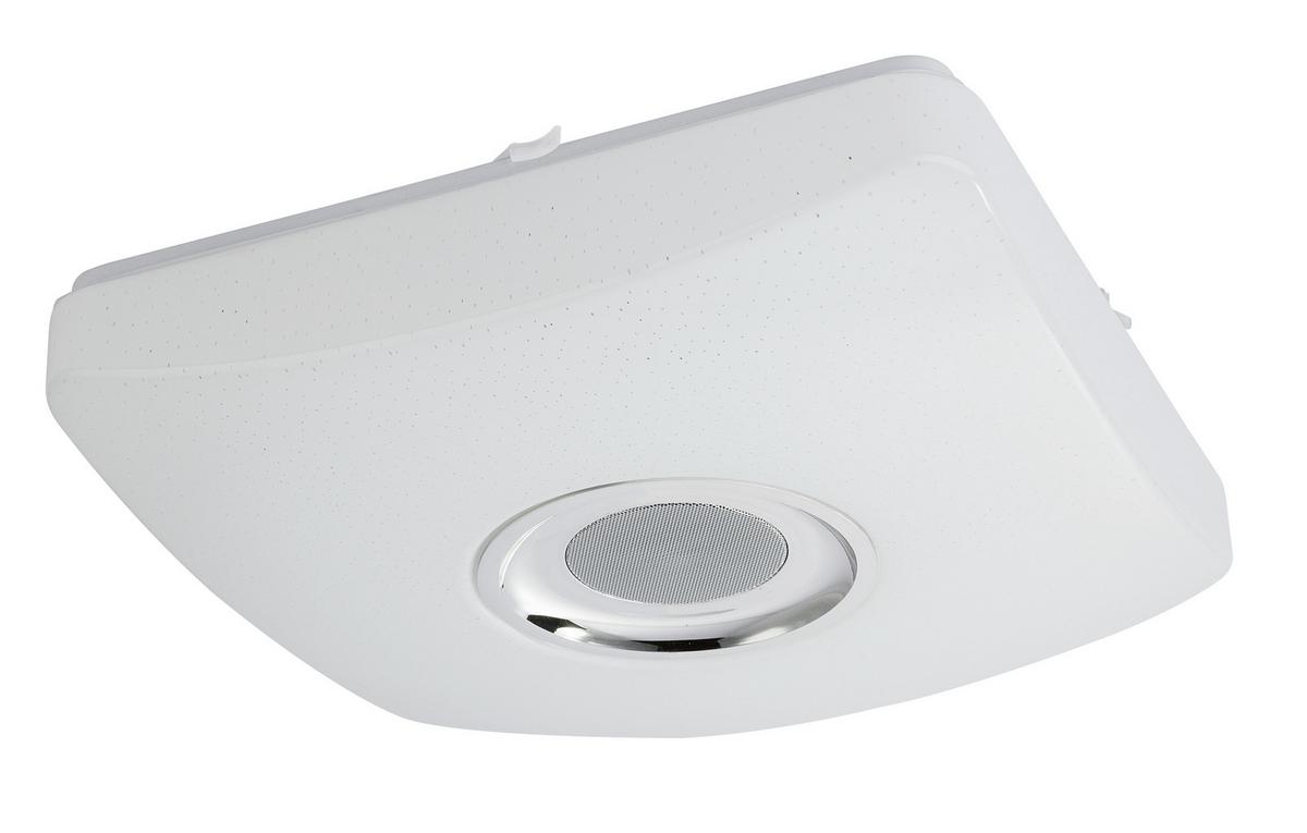 LED-Deckenleuchte Ayleen L: 36,5 cm mit Farbwechsler - Chromfarben/Weiß, Basics, Kunststoff/Metall (36,5/36,5/9cm) - Globo