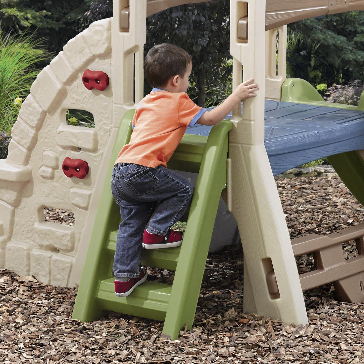 Spielturm Kunststoff Mit Kletterwand Hellgrün Steo - Hellgrün, KONVENTIONELL, Kunststoff (254/180,3/235cm) - Ambia Garden