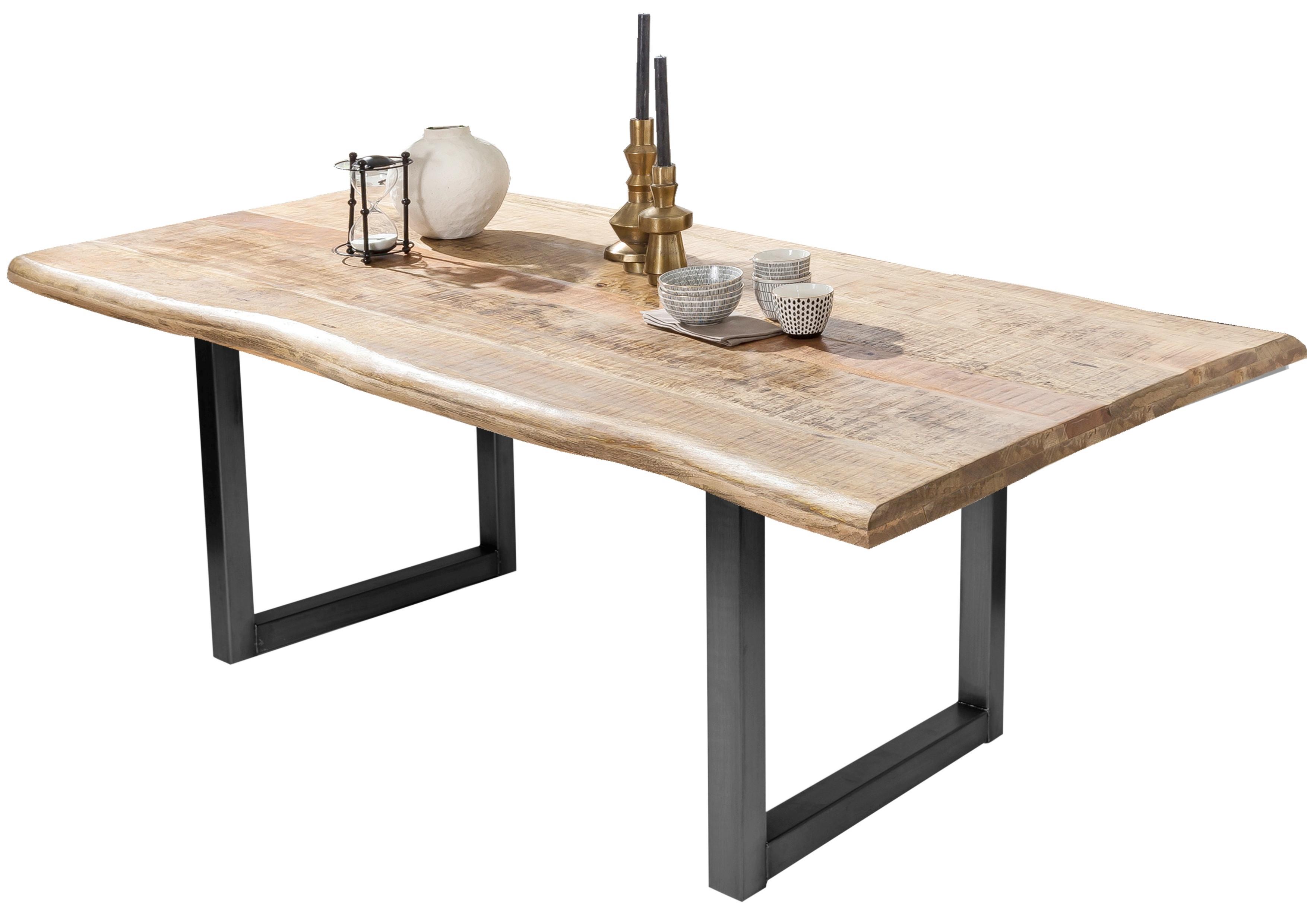 ESSTISCH Schwarz/Naturfarben L: 220cm - Schwarz/Naturfarben, MODERN, Holz/Metall (220/100/76cm) - MID.YOU