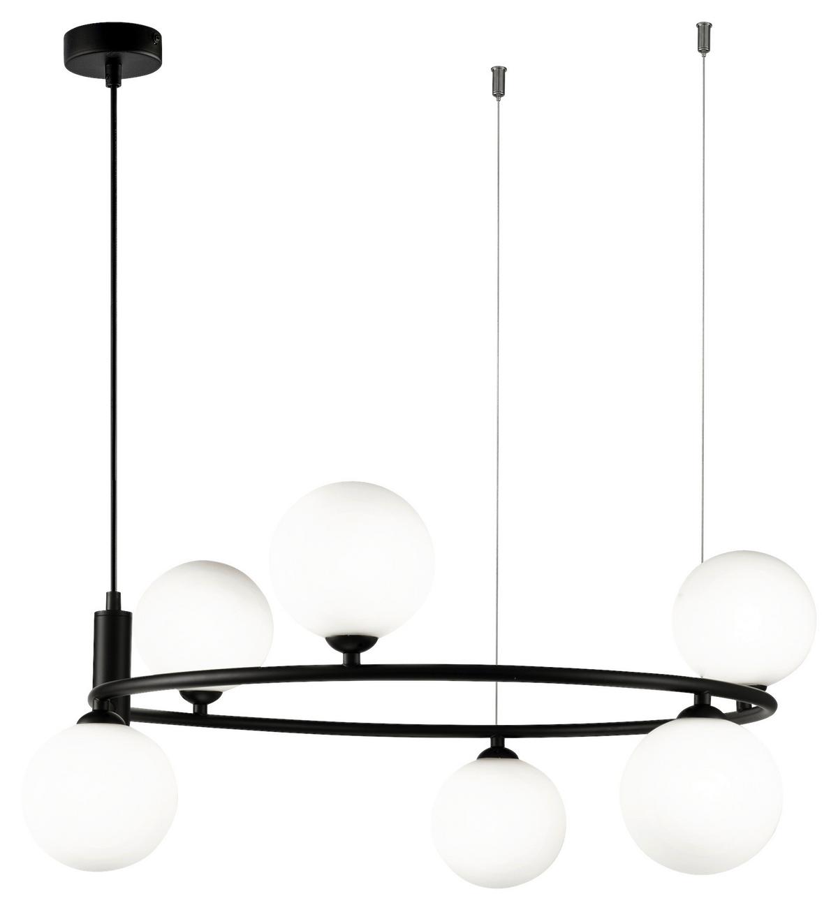 Pendelleuchte Ring - Schwarz/Weiß, Trend, Glas/Metall (58/28/58cm) - MAYTONI