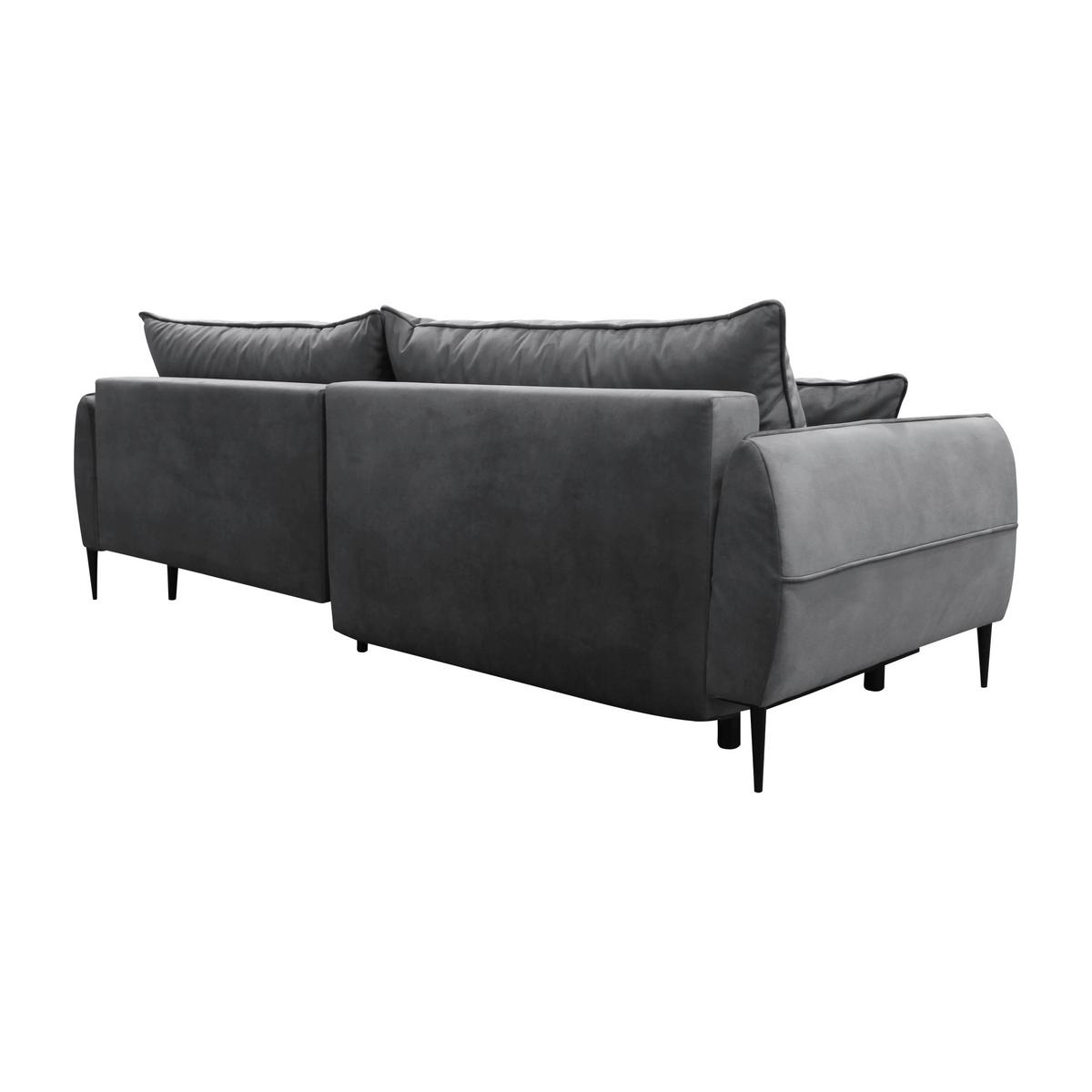 Ecksofa mit Bettkasten Letto 260x189 cm Velours Grau - Schwarz/Grau, Design, Textil (260/189cm) - MID.YOU