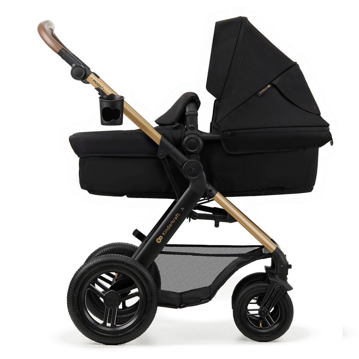 Kinderwagenset schwarz/gold 7tlg. - Goldfarben/Schwarz, Basics, Textil/Metall (86,5/60/106cm) - Kinderkraft