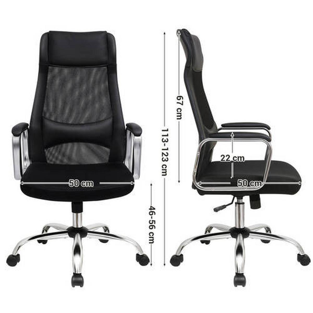 Drehstuhl Schwarz/chromfarben,bis 120 Kg - Chromfarben/Silberfarben, Basics, Kunststoff/Metall (60/113-123/53cm) - Boxxx