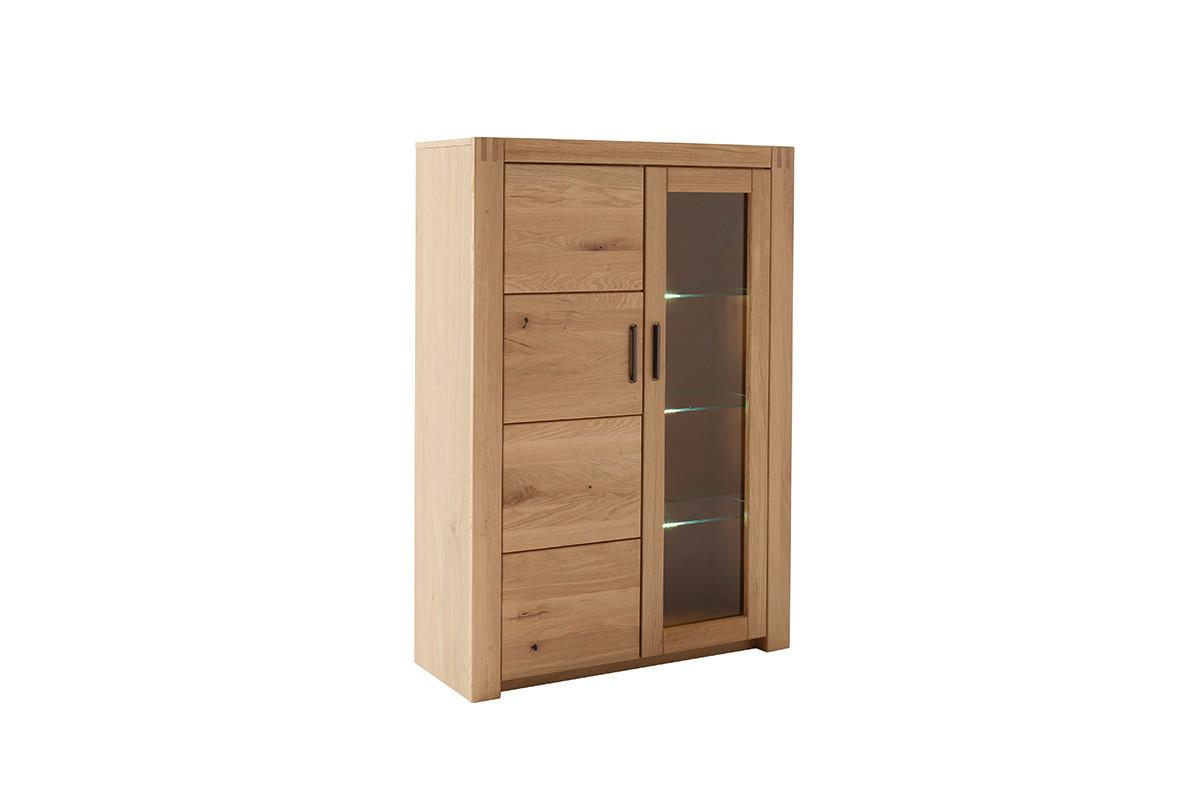 Highboard Prag - Eichefarben, Design, Glas/Holz (97/139/37cm) - Livetastic