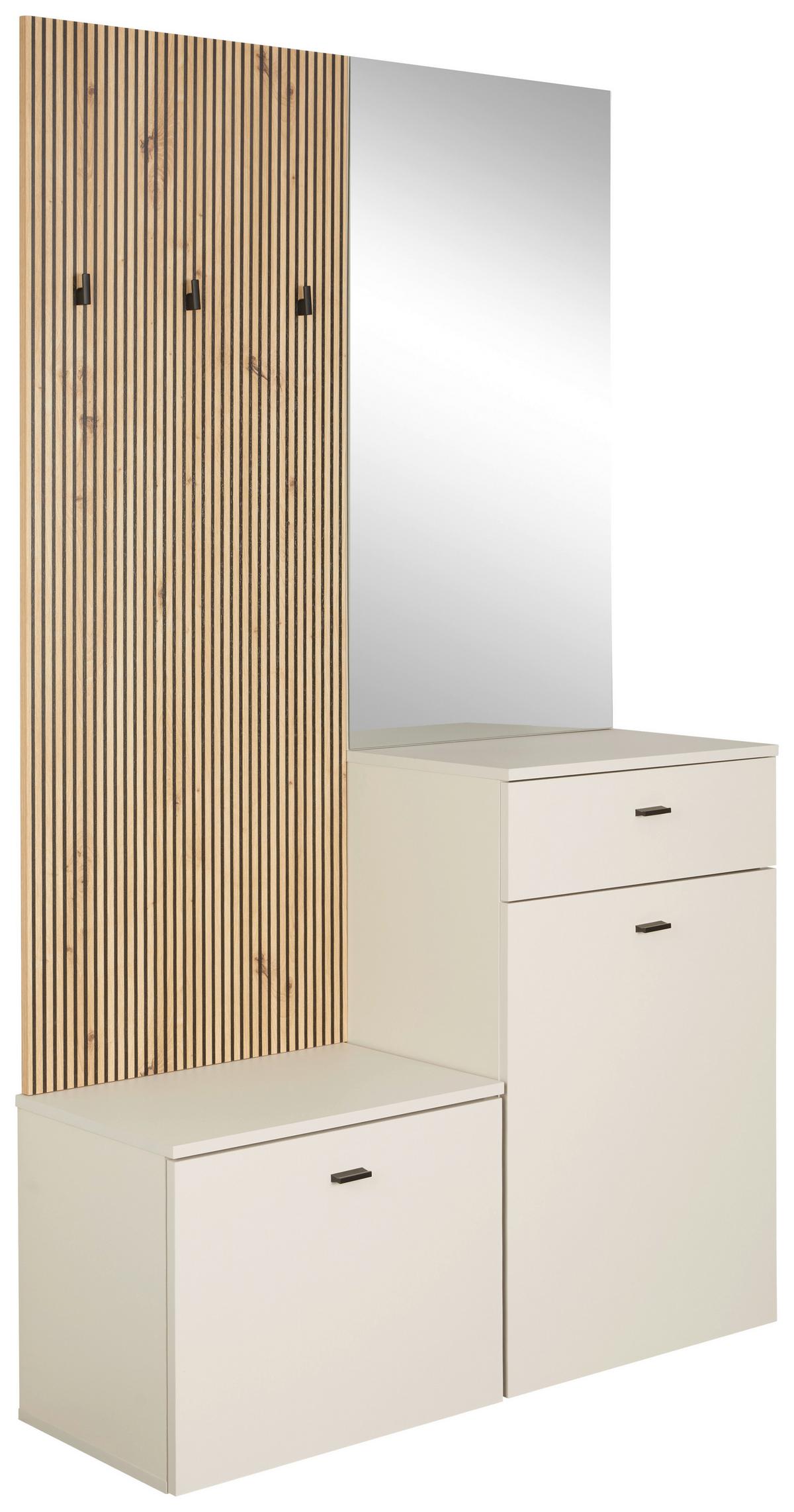 Garderobe Erika Eichefarben Kaschmir  B:100 cm - Kaschmir/Eiche Artisan, MODERN, Glas/Holzwerkstoff (100/192,1/36,6cm)