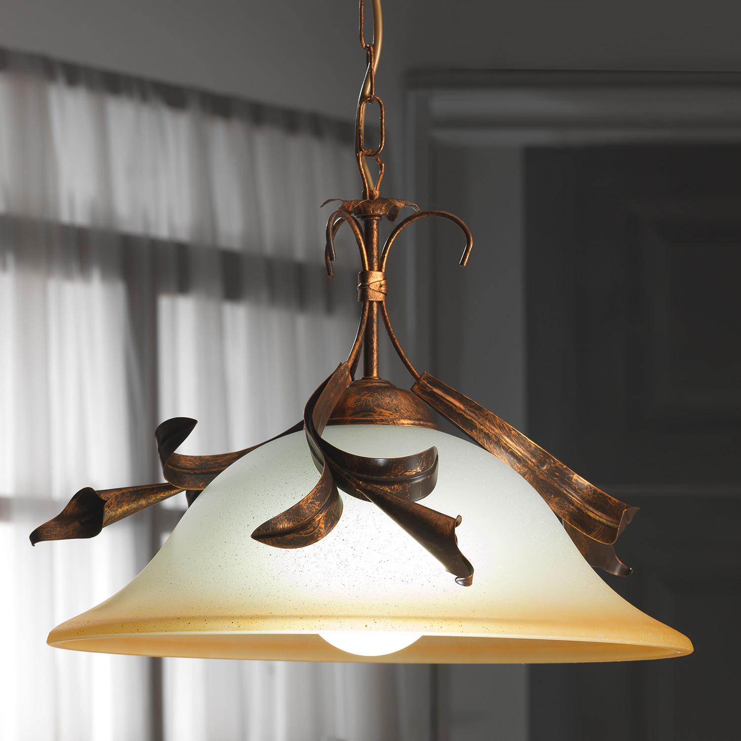 Hängeleuchte Perlmutt Bronzefarben L: 40 cm - Perlmutt/Bronzefarben, KONVENTIONELL, Glas/Metall (40/40/90cm)