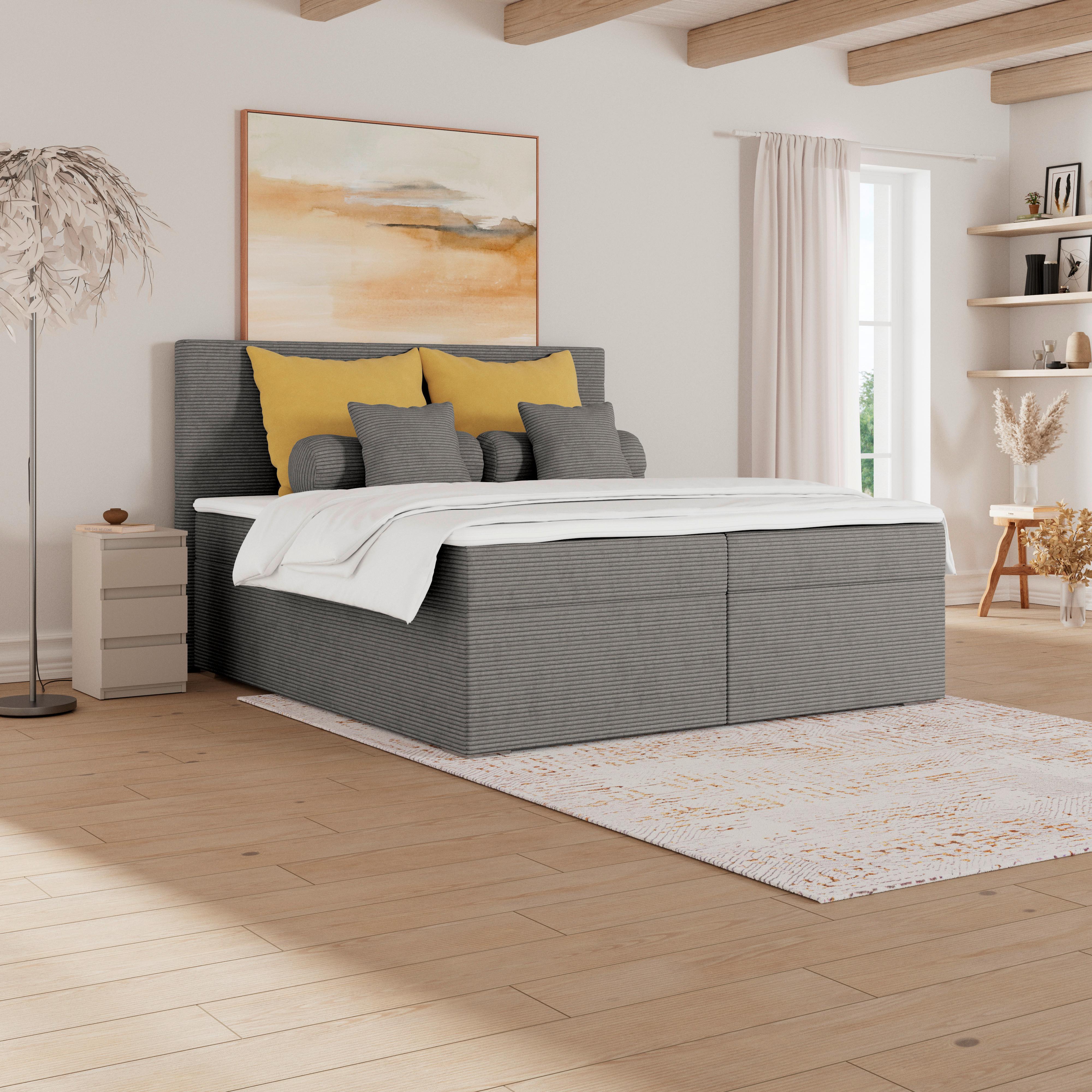 Polsterbett Adria - Chromfarben/Anthrazit, KONVENTIONELL, Holz/Textil (160/200cm)
