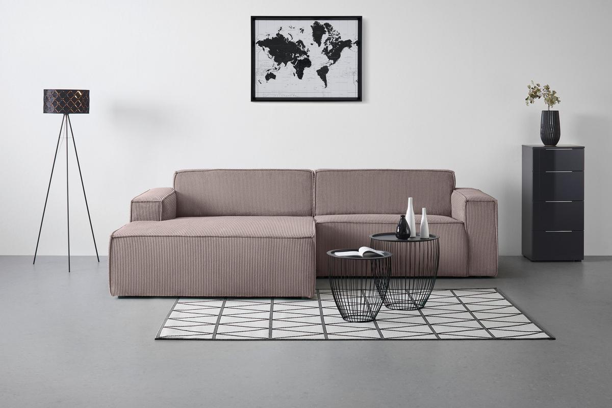 Rohová sedačka LOFT, ľavá, sivohnedý menčester - sivohnedá/čierna, Modern, textil/plast (172/75/265cm) - Mömax