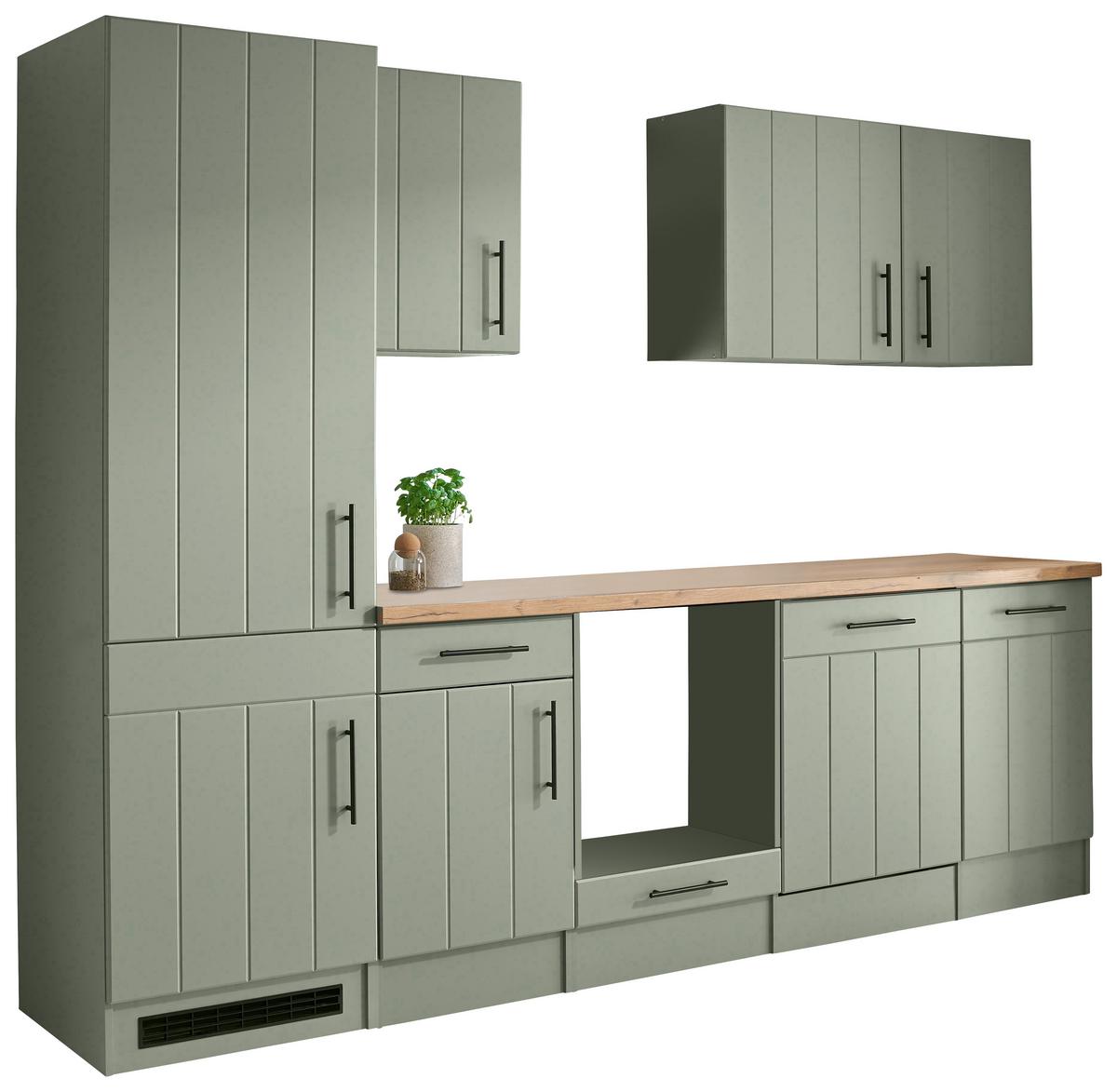 Küchenleerblock Anton Wildeiche/Schilfgrün B: 280cm - Schilfgrün/Wildeiche, Trend, Holzwerkstoff (280cm) - Respekta