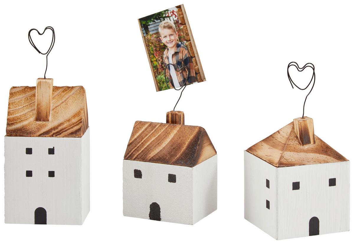 Fotohalter L/b/h: Ca. 5/6/11cm, Gotan - Weiß/Braun, MODERN, Holz/Metall (5/6/11cm)