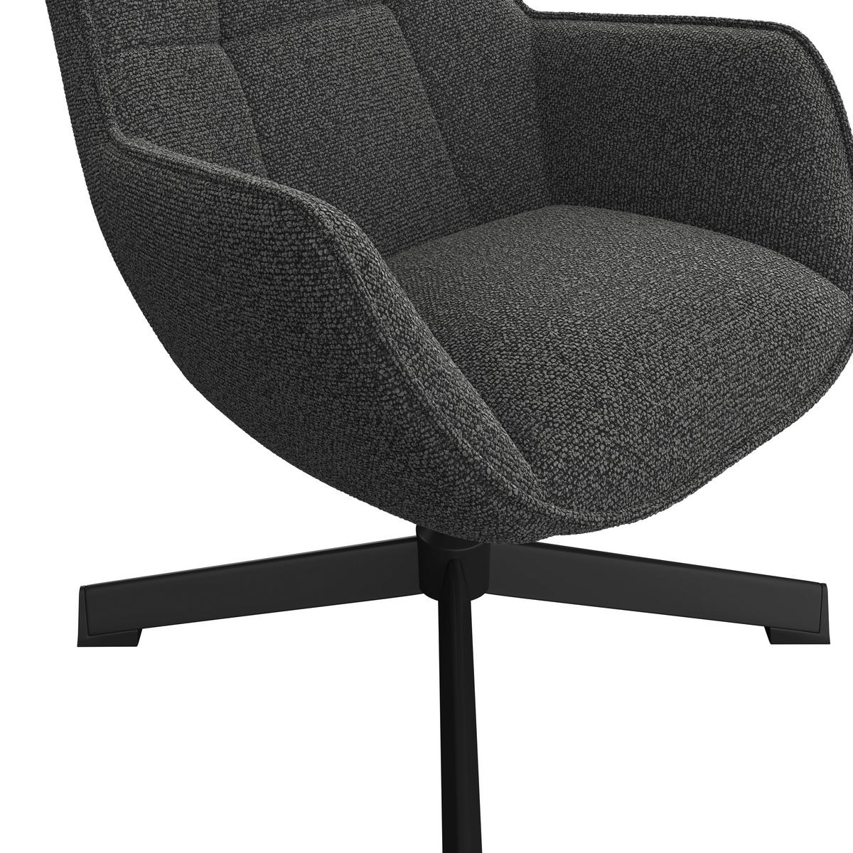 Relaxsessel Bogota Leinenoptik grau, 360° drehbar - Schwarz/Grau, MODERN, Textil/Metall (76/101/86cm) - Luca Bessoni