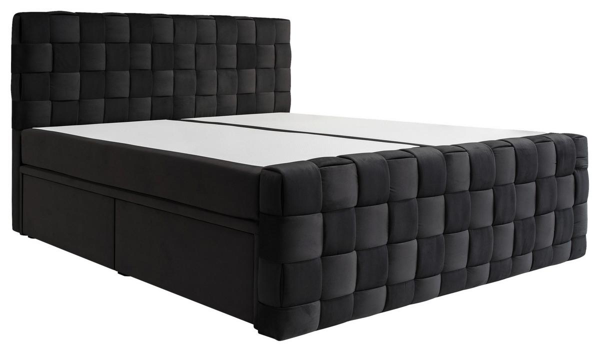 Boxbett Zante Schwarz Lf: 160x200 cm - Schwarz, MODERN, Textil (160/200cm) - Livetastic