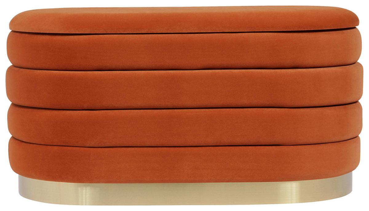 Lavica s úložným priestorom oranžová - oranžová/zlatá, Design, kov/kompozitné drevo (42/42/80cm) - MID.YOU