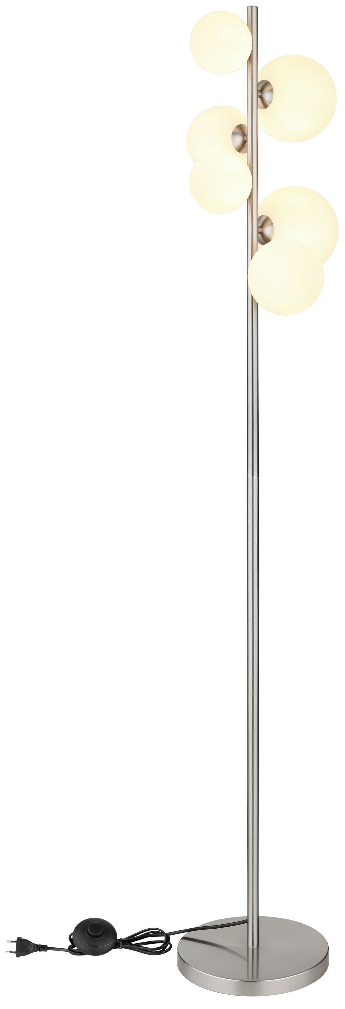 LED-Stehleuchte 56140-6s - Opal/Schwarz, KONVENTIONELL, Glas/Kunststoff (29,5/28/155cm) - Globo