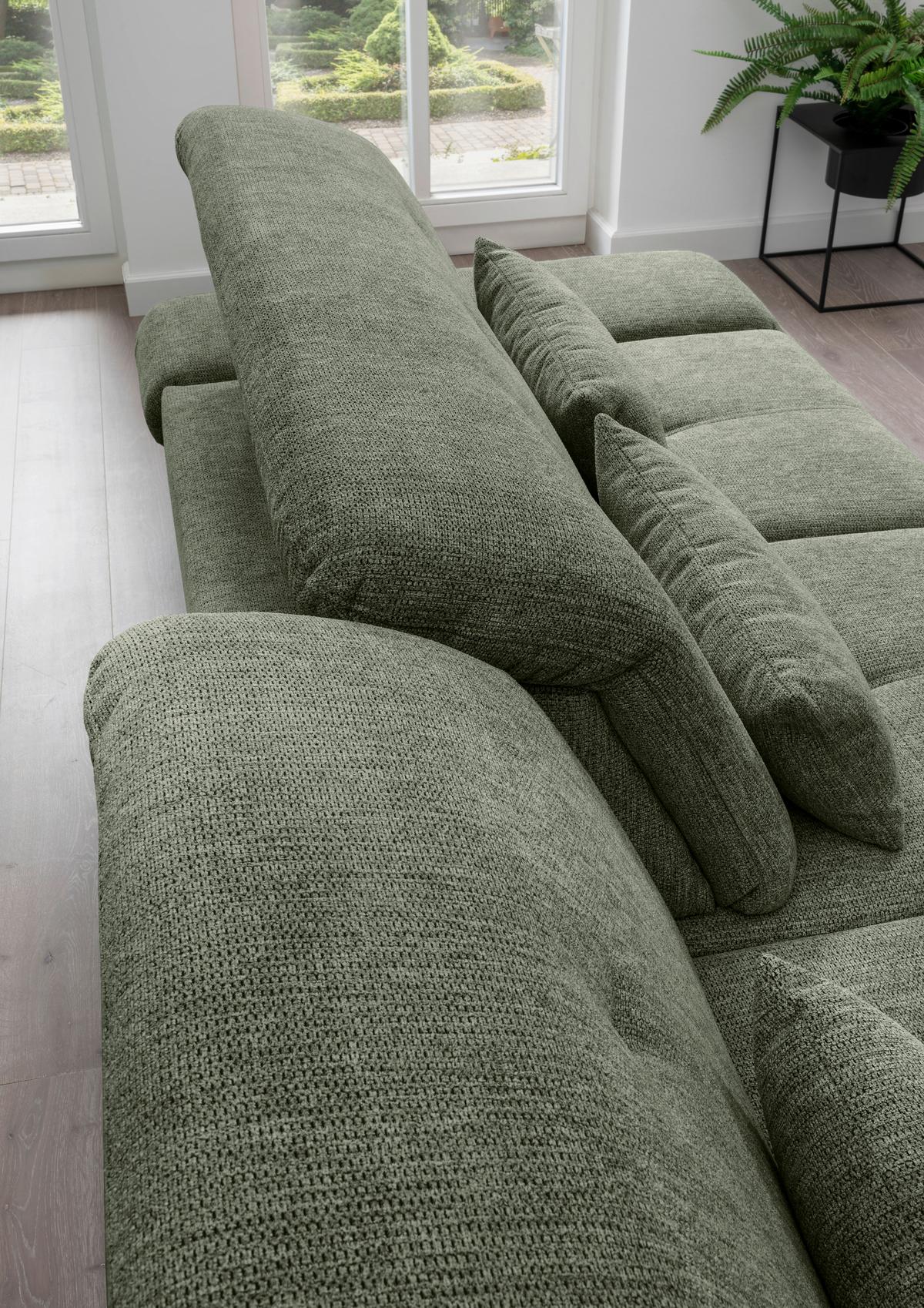 Ecksofa Dalida Dunkelgrün S: 196x300cm - Chromfarben/Dunkelgrün, Design, Textil (196/300cm) - Livetastic