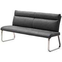 Sitzbank Mit Lehne Grau Rabea 180x98 Cm - Edelstahlfarben/Braun, Design, Textil/Metall (180/98/70cm) - Livetastic