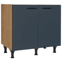 Spülenunterschrank Easytouch - Blau/Eichefarben, MODERN, Holzwerkstoff (90/87/56cm) - Nobilia