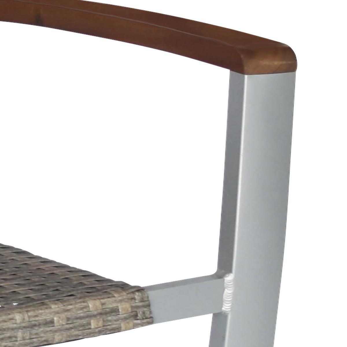 Gartensessel Stapelbar 2er-Set Silano Holz/Metall/Kunststoff - Beige/Silberfarben, ROMANTIK / LANDHAUS, Holz/Kunststoff (60/85/55,5cm) - Gardenson