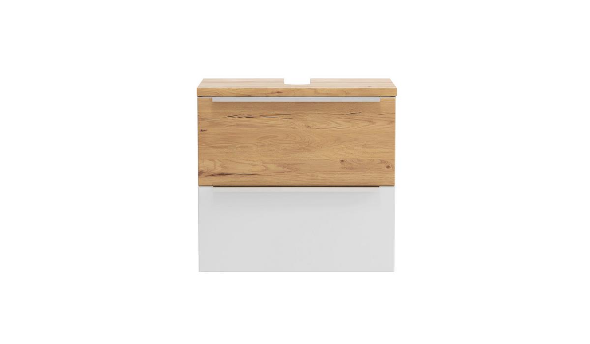 WASCHBECKENUNTERSCHRANK Verona Weiß/Wildeiche B: 60cm - Wildeiche/Weiß, Trend, Holzwerkstoff (60/54/35cm) - Held