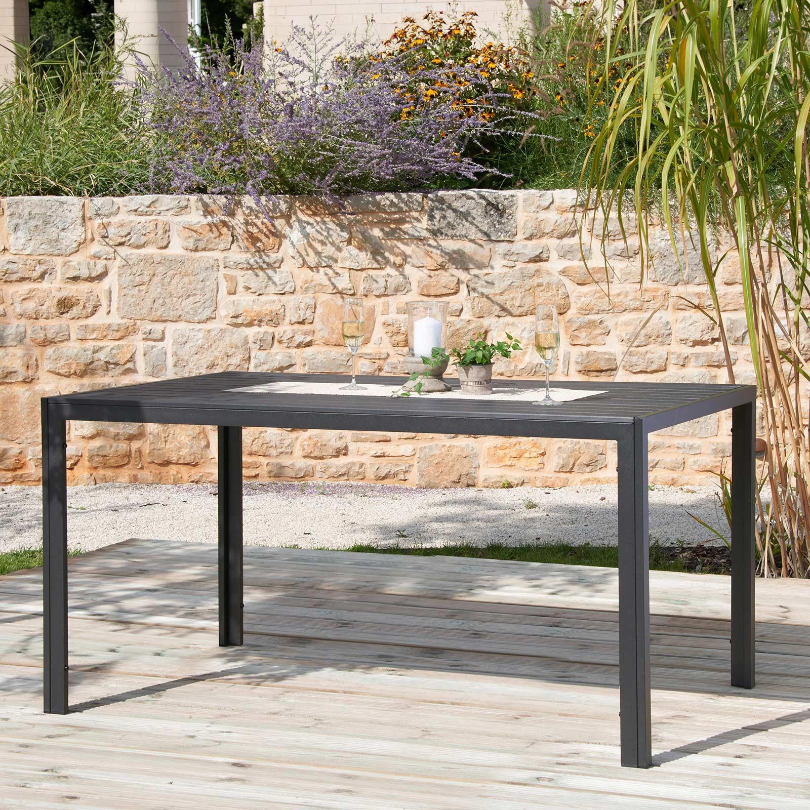 Gartentisch Milano Aluminiumguss L 150cm - Dunkelgrau/Schwarz, MODERN, Kunststoff/Metall (150/74/90cm) - Beldano