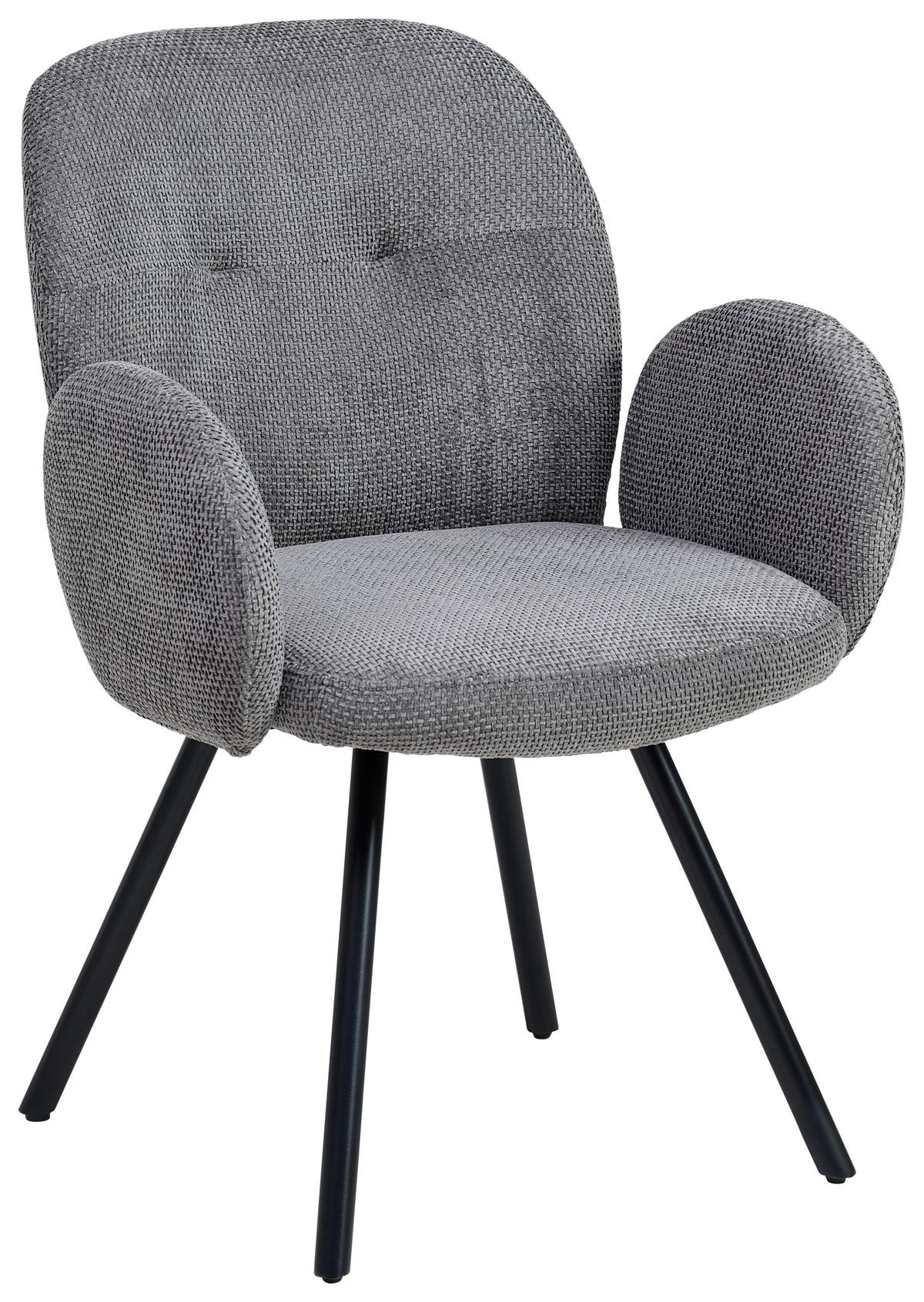 Armlehnstuhl Niklas Grau/Schwarz Gepolstert - Schwarz/Grau, LIFESTYLE, Holz/Textil (60/87/65cm) - Livetastic