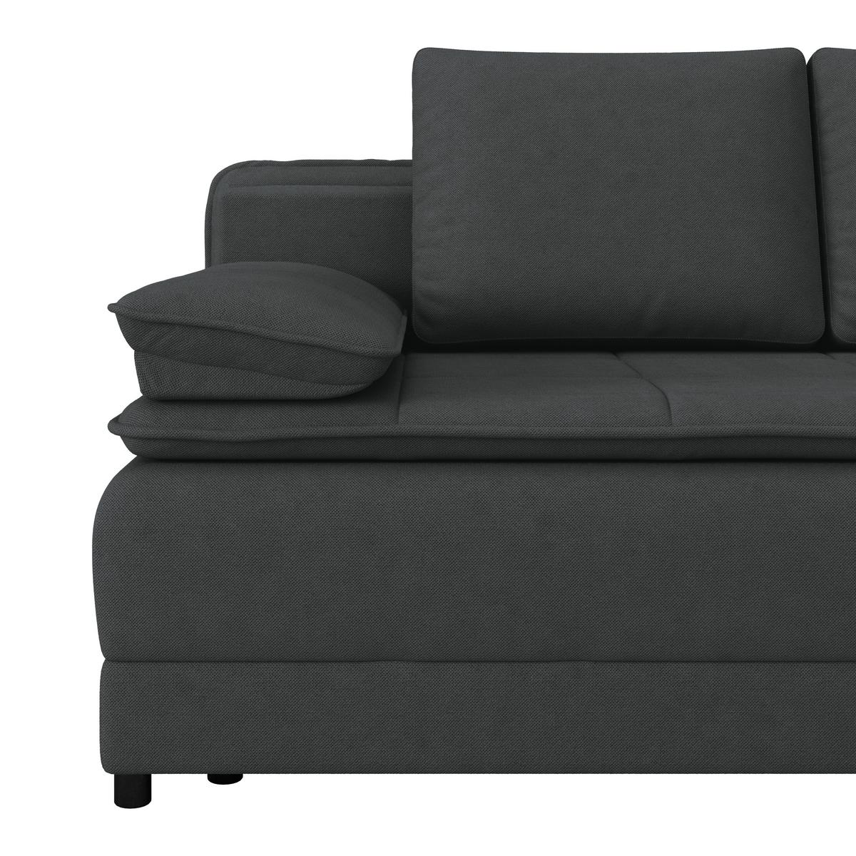 Pohovka s funkciou antracitová barva - černá/antracitová, Moderní, textil/plast (202/73-92/105cm) - Luca Bessoni