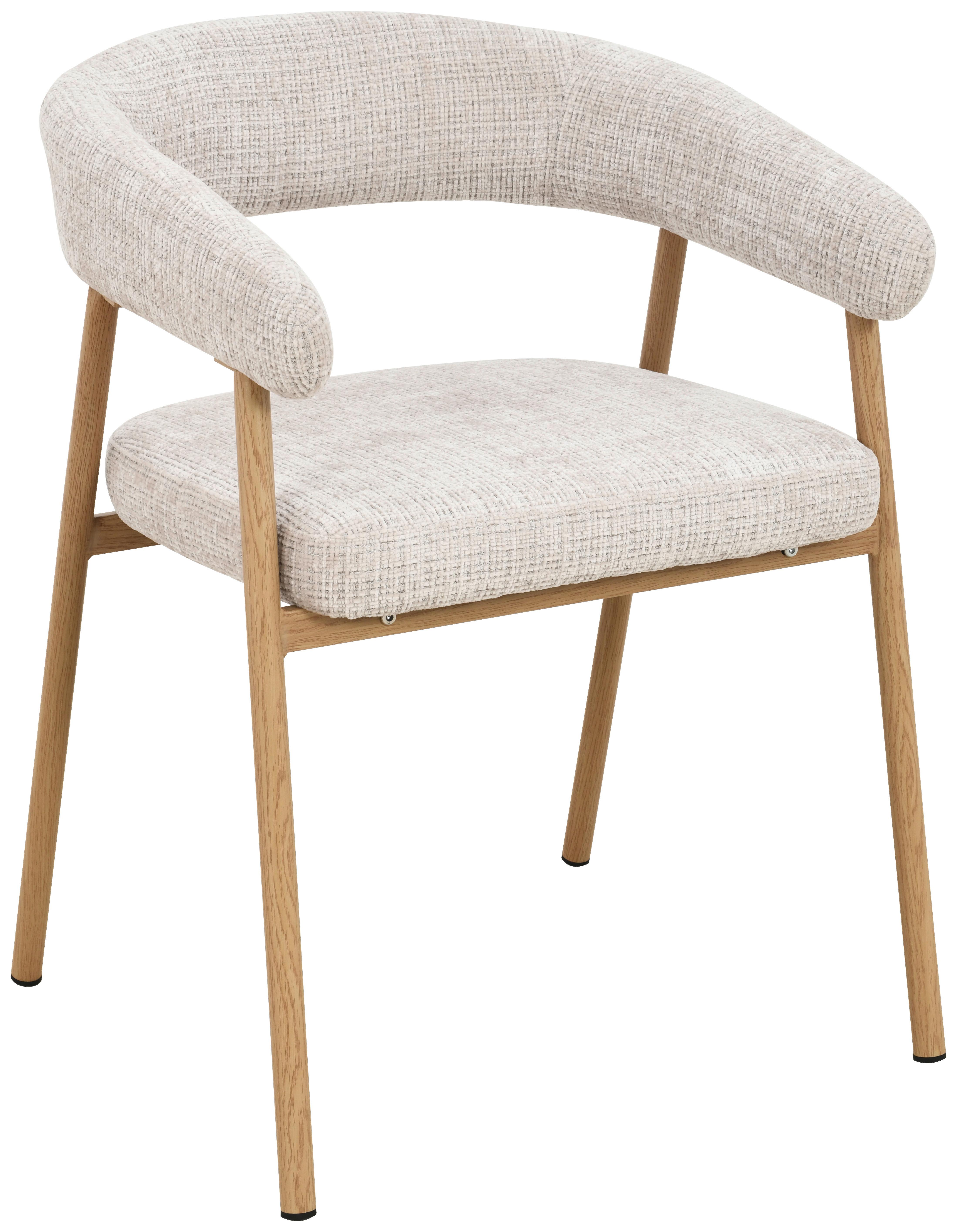 Armlehnstuhl Flora Eichefarben/Beige B: 56 cm - Eichefarben/Beige, MODERN, Holz/Textil (56cm) - Livetastic