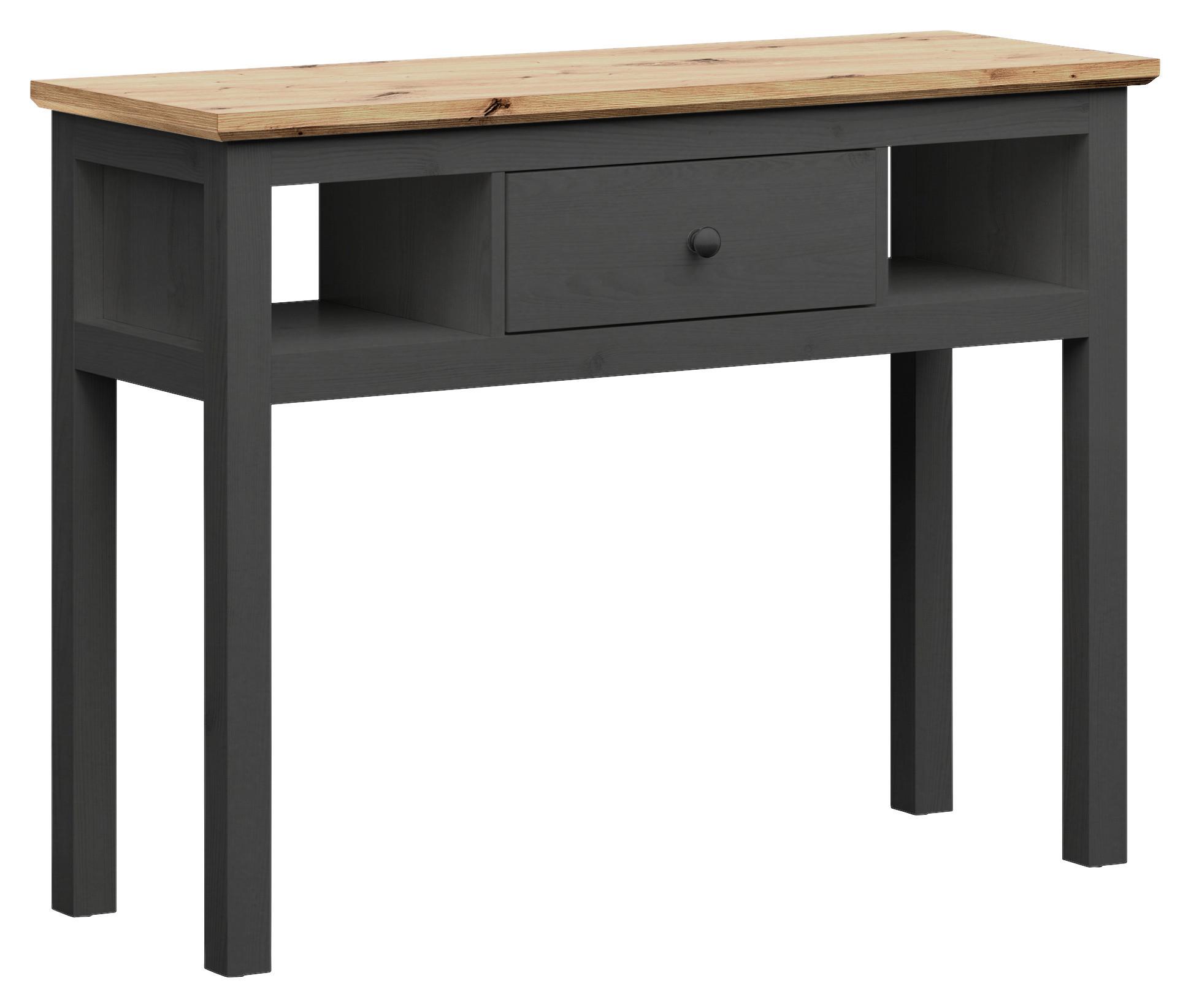 Schminktisch Bondy Eiche Dekor /Graphit B: 114 cm mit Lade - Graphitfarben/Eiche Artisan, KONVENTIONELL, Holzwerkstoff (114/86/41cm) - MID.YOU