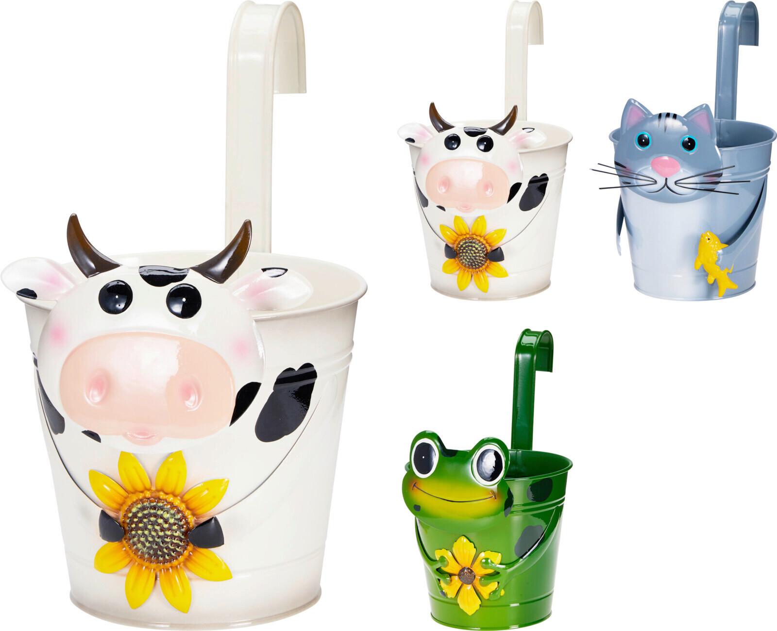 Akasztható Állatos Kaspó Állatos Kaspó - kékesszürke/fehér, Basics, fém