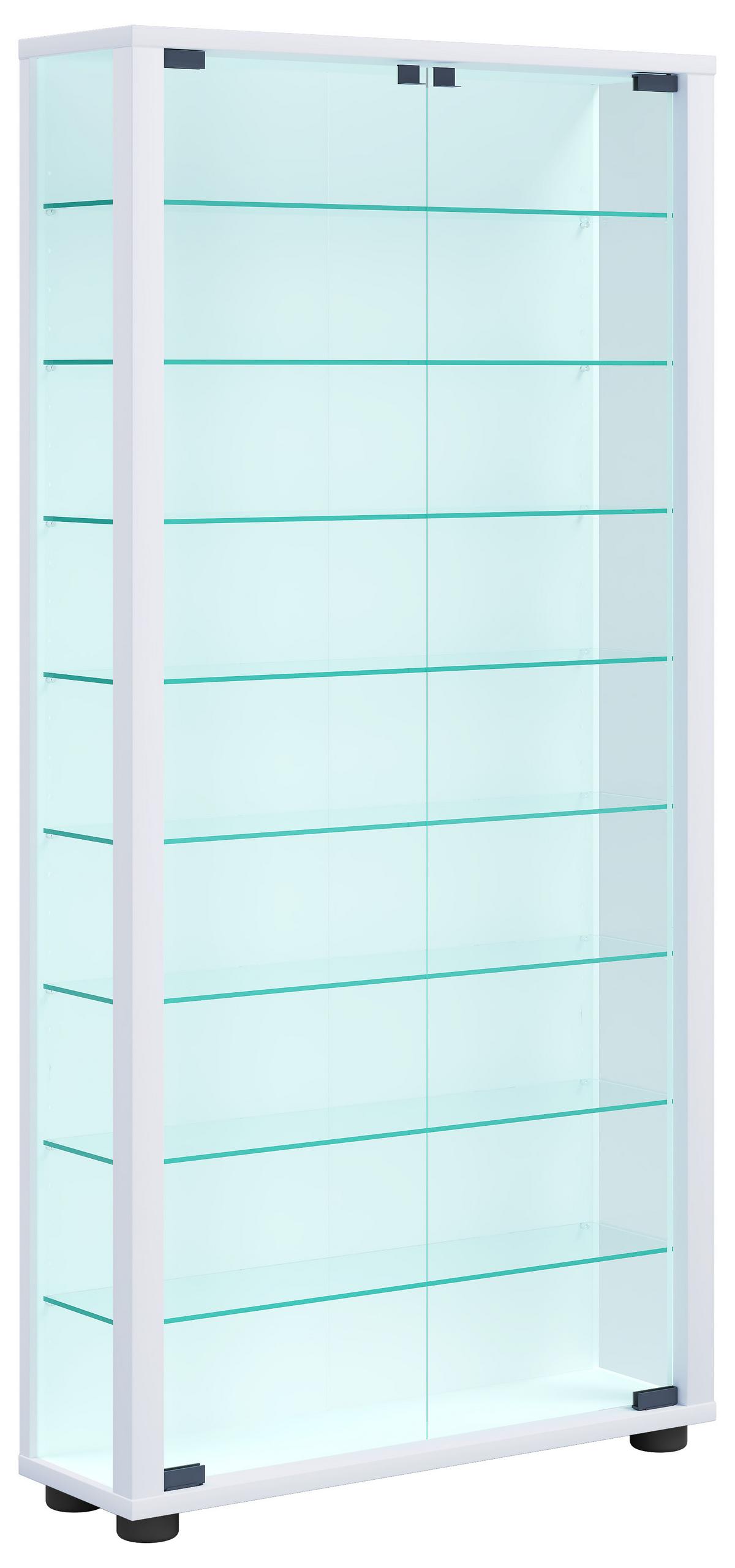 Vitrine Lumo B: 59 cm Weiß - Weiß, MODERN, Glas/Holzwerkstoff (59/114,8/18cm) - MID.YOU