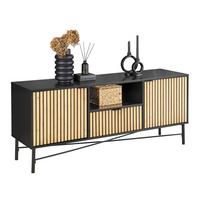 TV komoda MADRID - černá/barvy dubu, Moderní, kov/dřevo (143/60/40cm) - Mömax