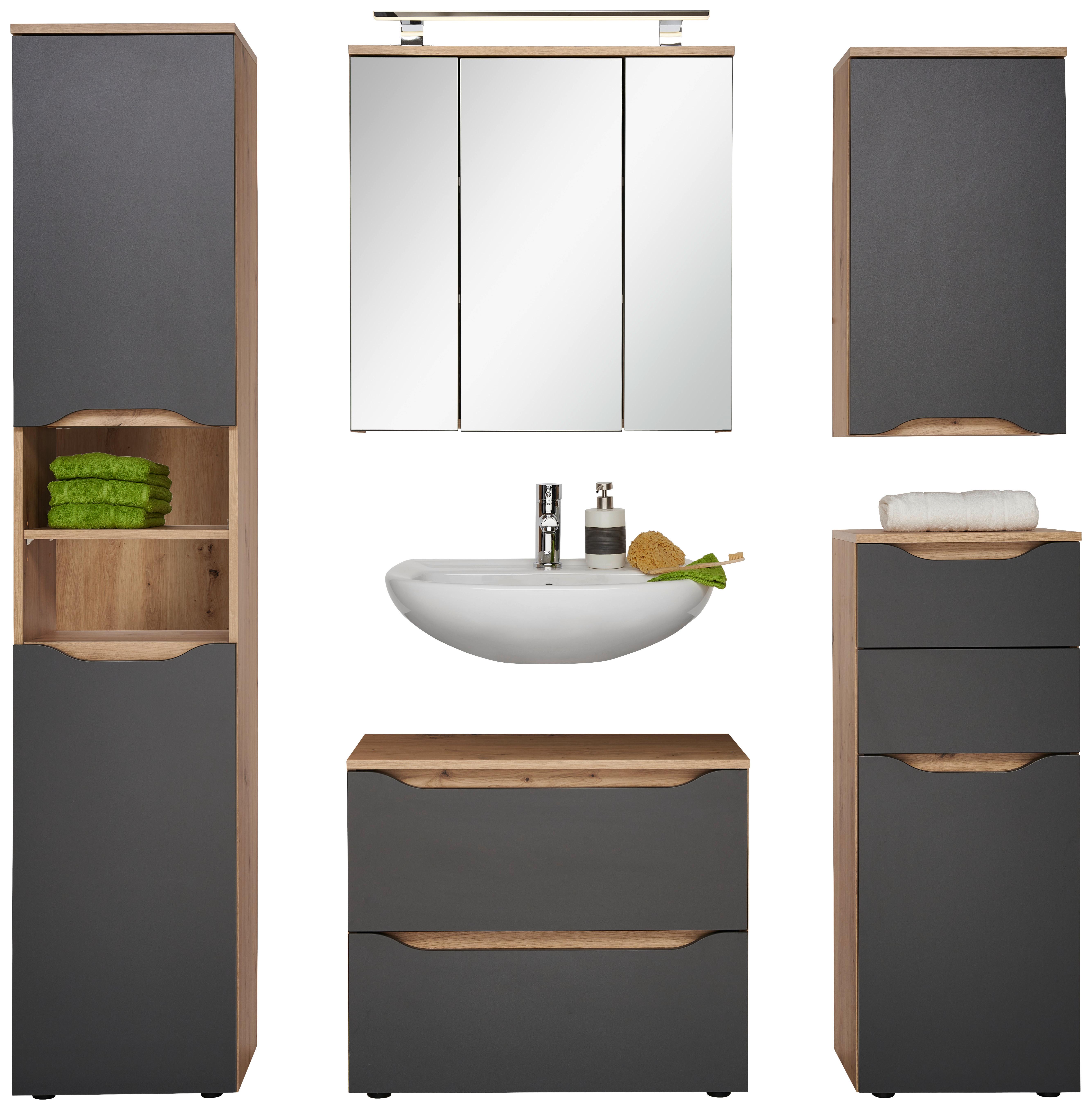 Badezimmer Giga Eichefarben/Anthrazit B: 150cm - Anthrazit/Eiche Artisan, MODERN, Holzwerkstoff (150/190/40cm)