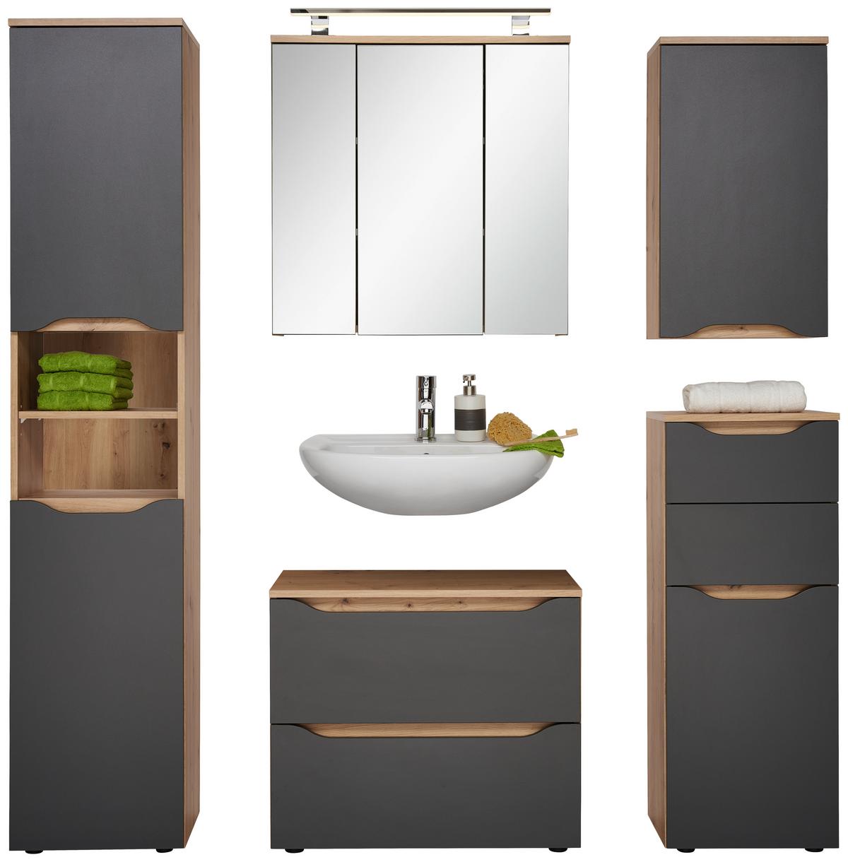 Badezimmer Giga Eichefarben/anthrazit B: 150cm - Anthrazit/Eiche Artisan, MODERN, Holzwerkstoff (150/190/40cm)