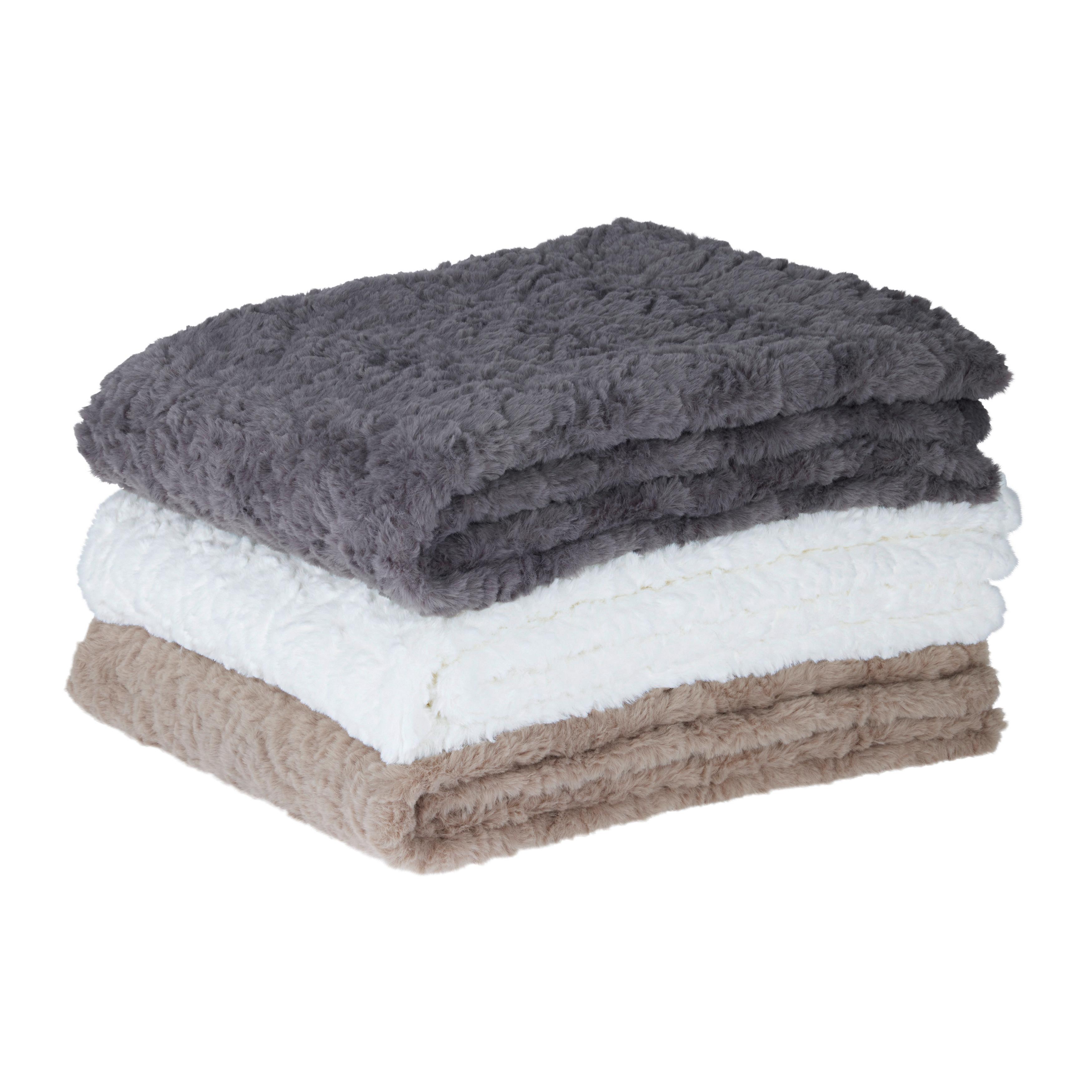 Kožešinová deka Rabbit brushed,130/170cm,šedá - šedá, textil (130/170cm) - Modern Living