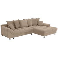 Ecksofa Erice Taupe S: 312x198 cm - Taupe/Chromfarben, Design, Textil (312/198cm) - Livetastic
