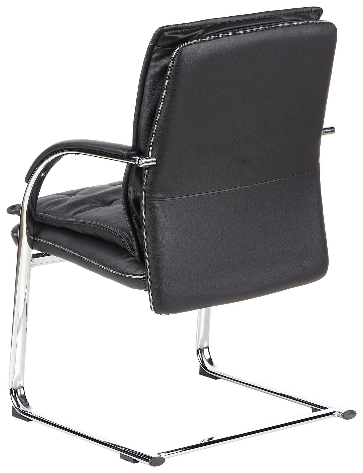 Besucherstuhl Villa Schwarz Bis 110 Kg - Schwarz, Basics, Leder/Metall (60/100/47cm) - MID.YOU