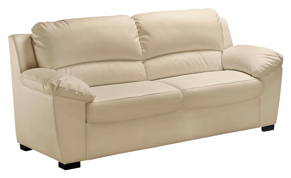 3-sitzer-sofa Danilo Rücken Echt, Beige Lederlook - Beige/Schwarz, KONVENTIONELL, Textil (182/90/90cm) - MID.YOU