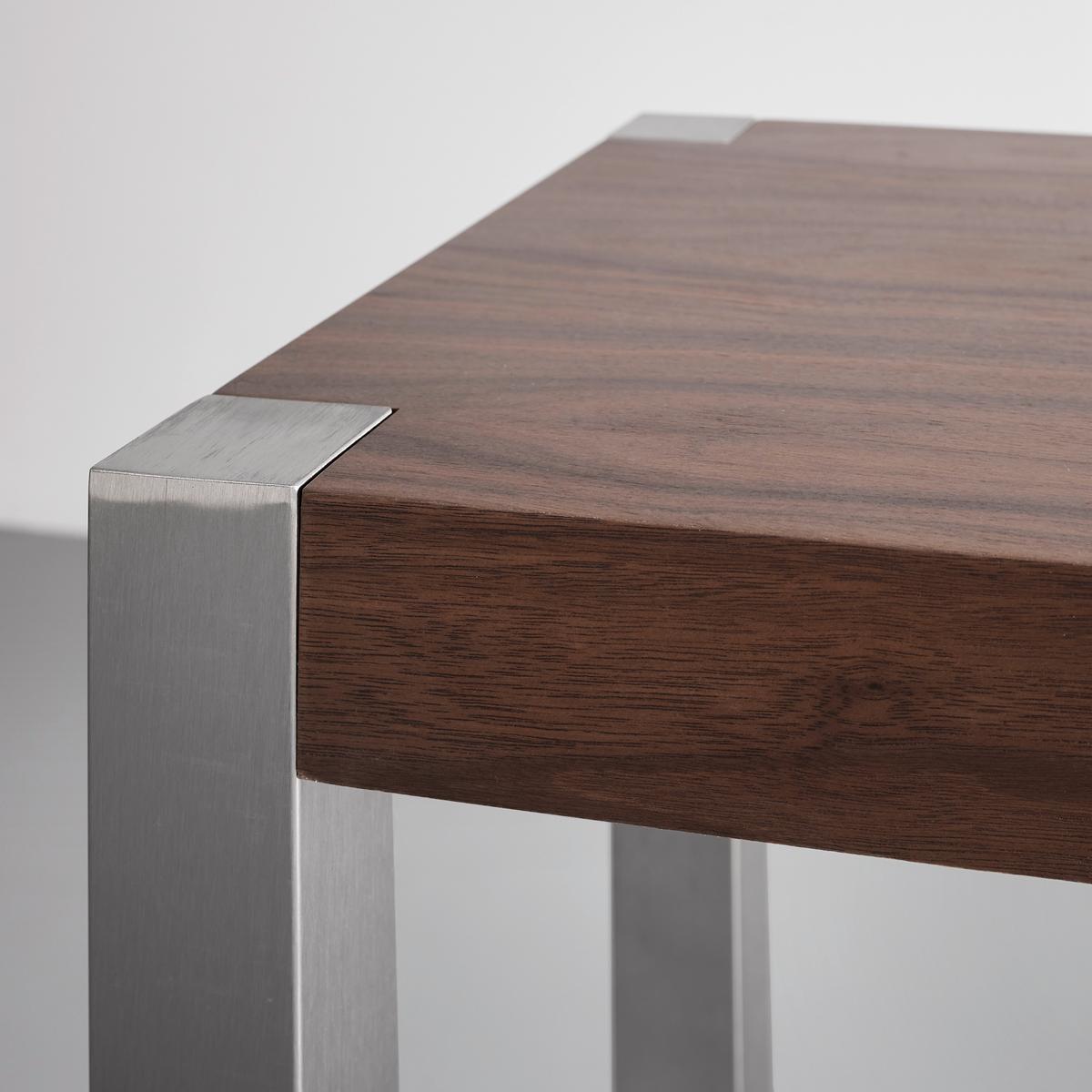 Barový stôl ENORA 40x150 cm - farba ušľachtilej ocele/farba vlašského orecha, Modern, kov/drevo (150/100/40cm) - Bessagi Home