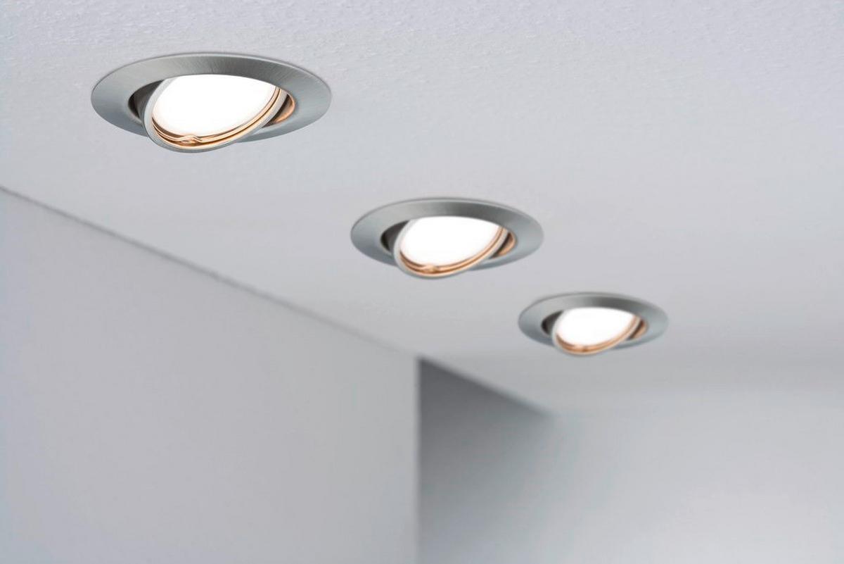 LED-Deckenleuchte Ø 9 cm 3er-Set Spot Schwenkbar - Alufarben, Basics, Metall (9cm) - Paulmann