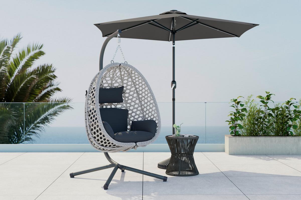 Függőfotel Tiffany - sötétszürke, Modern, műanyag/textil (94/197/68cm) - Beldano