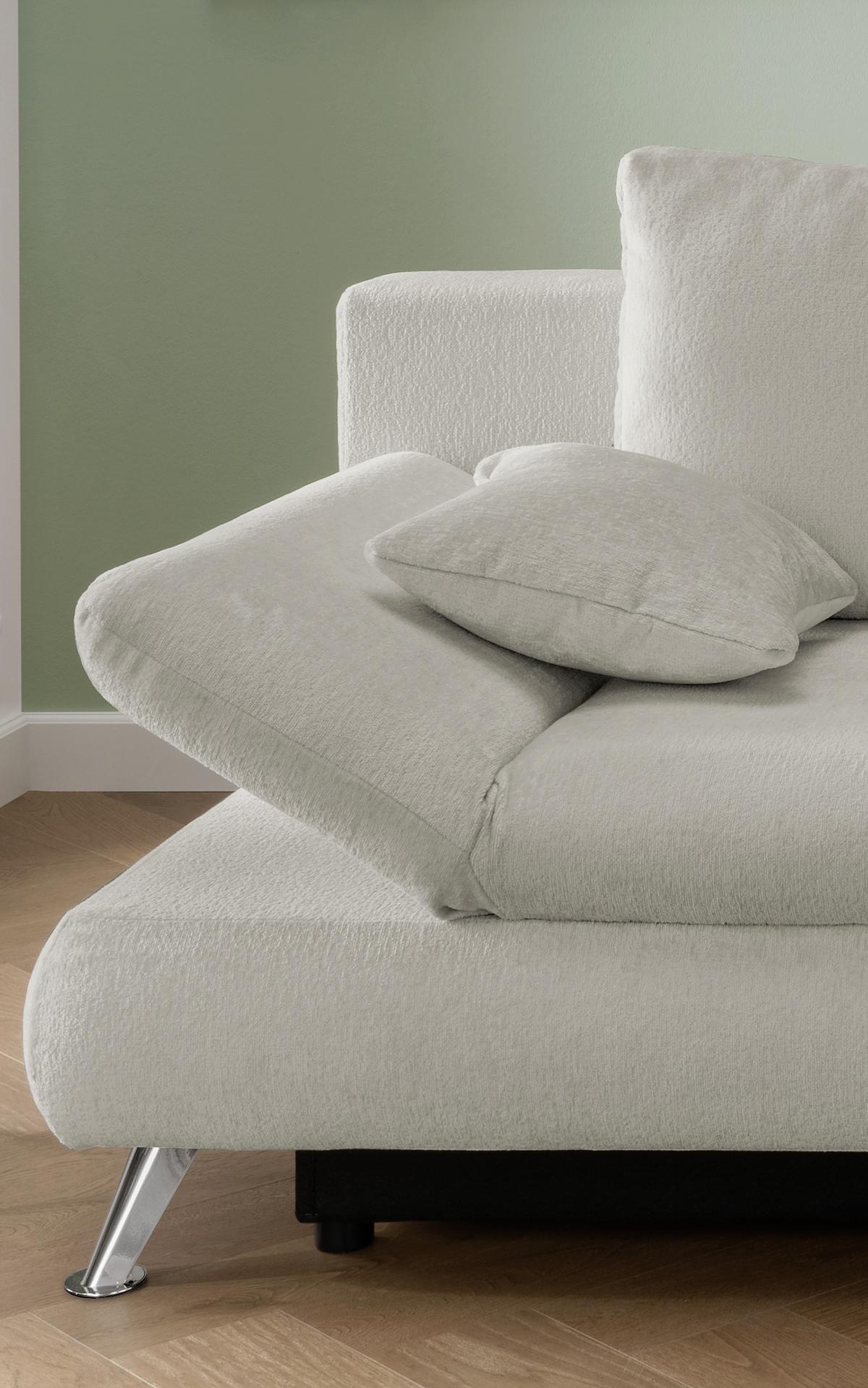 2-Sitzer-Sofa Mit Schlaffunktion Dale B: 208 cm - Chromfarben/Grau, MODERN, Textil (208/86/95cm) - Livetastic