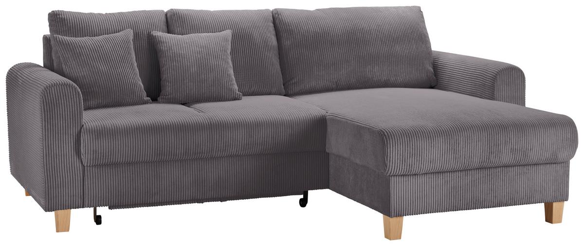 Rohová sedačka LILLE, obojstr., grafitový menčester - svetlohnedá/grafitová, Modern, drevo/textil (232/110/156cm) - Mömax