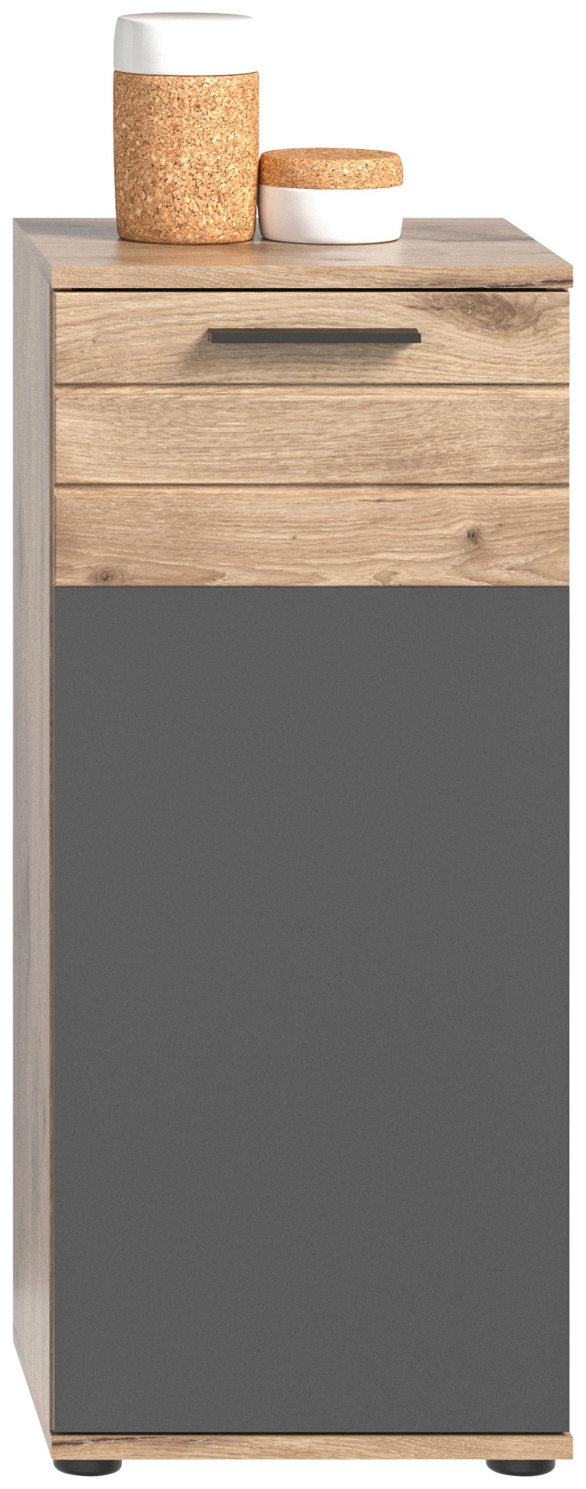 Kúpeľňa Mason, 4-dielna, dub - čierna/sivá, Modern, kompozitné drevo/plast (97cm) - MID.YOU