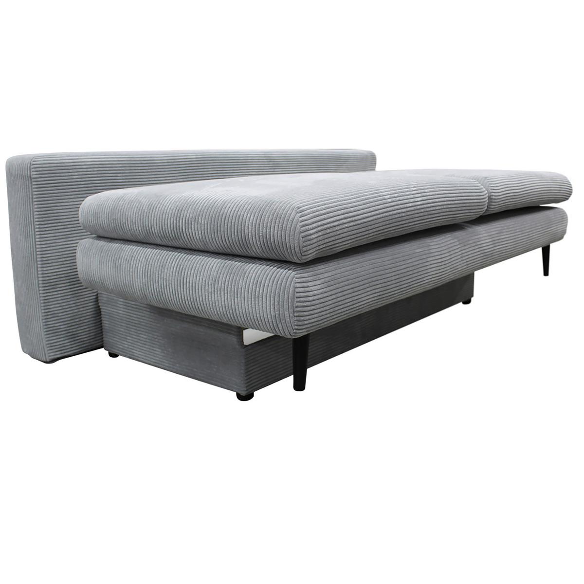 2-sitzer-sofa Mit Schlaffunkt. Fiore Und Bettkasten Hellgrau - Hellgrau/Schwarz, Design, Textil (202/85/99cm) - P & B