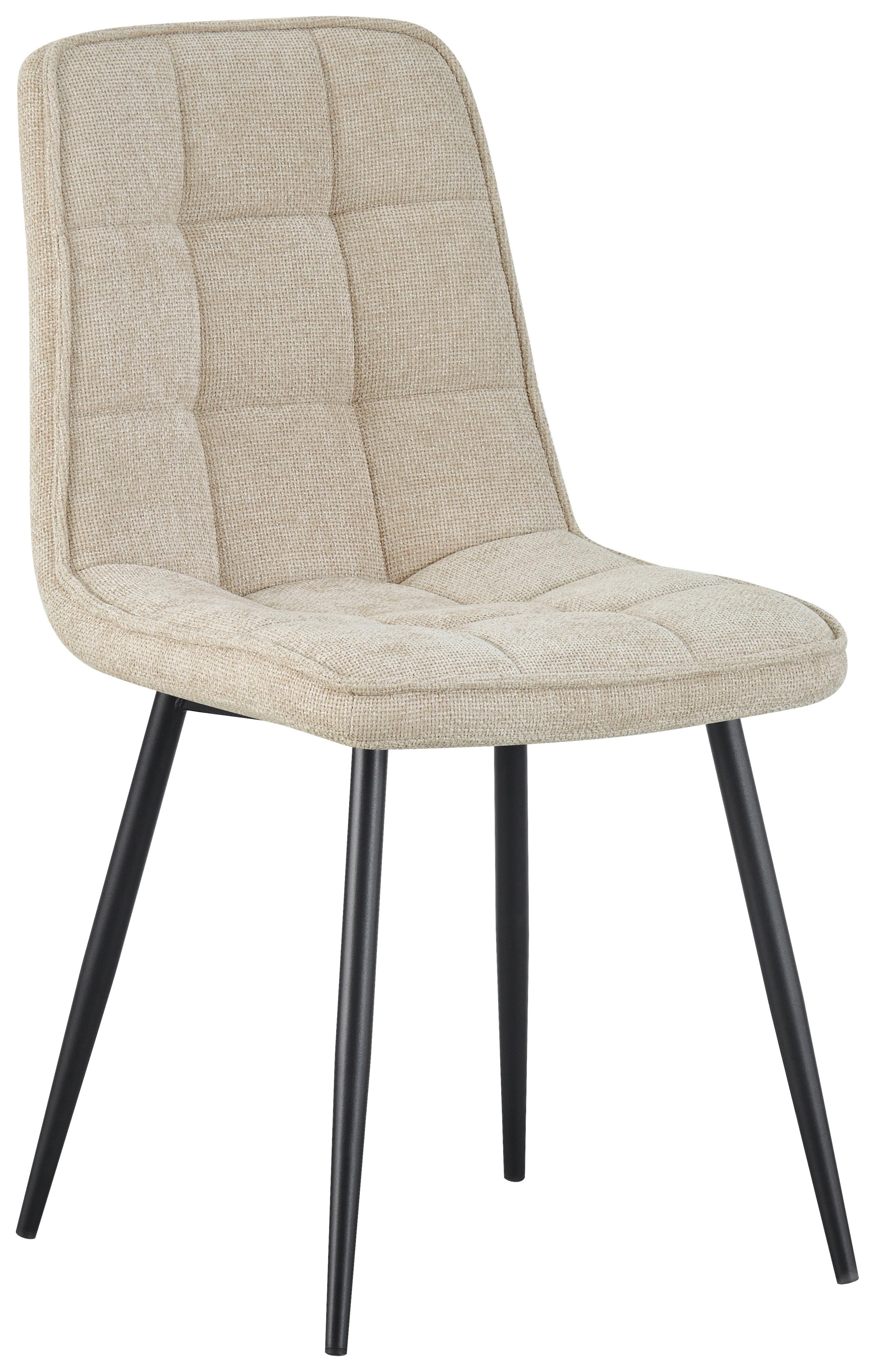 Vierfußstuhl Nevio Leinenoptik Beige, B: 45 cm - Beige/Schwarz, KONVENTIONELL, Holz/Textil (45/89/58cm) - MID.YOU