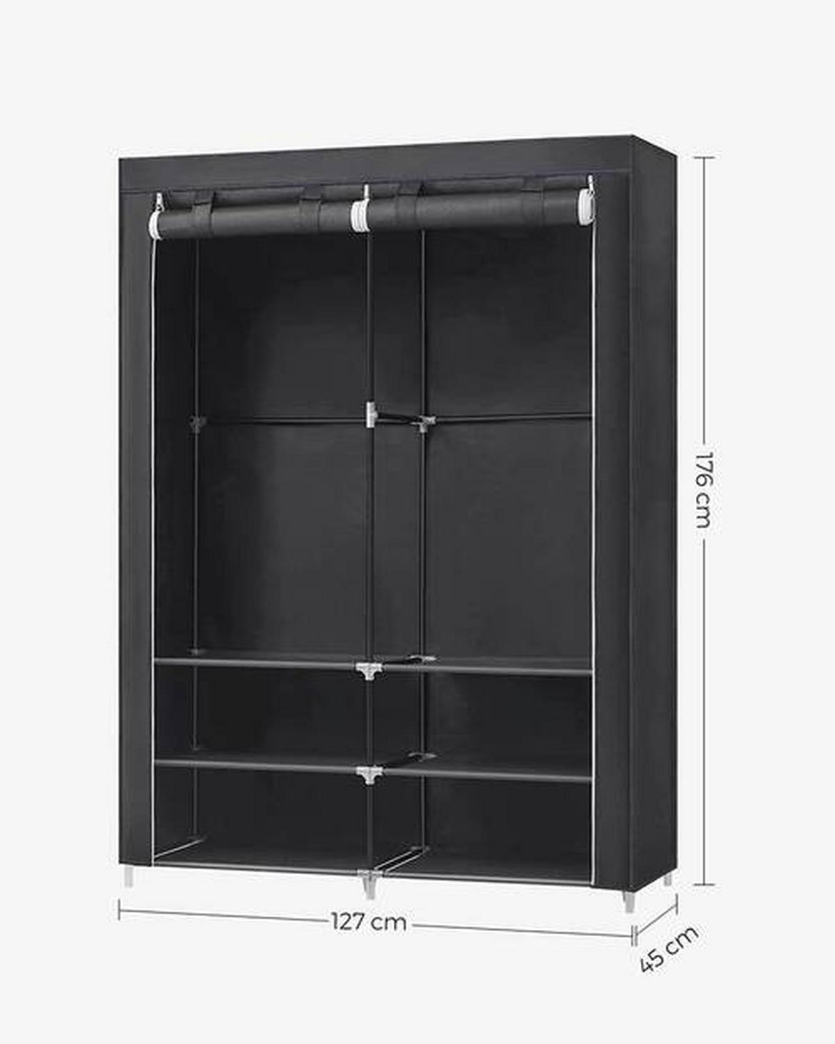 Stoffschrank B: 127 cm Grau - Grau, Trend, Kunststoff/Textil (127/176/45cm) - Boxxx