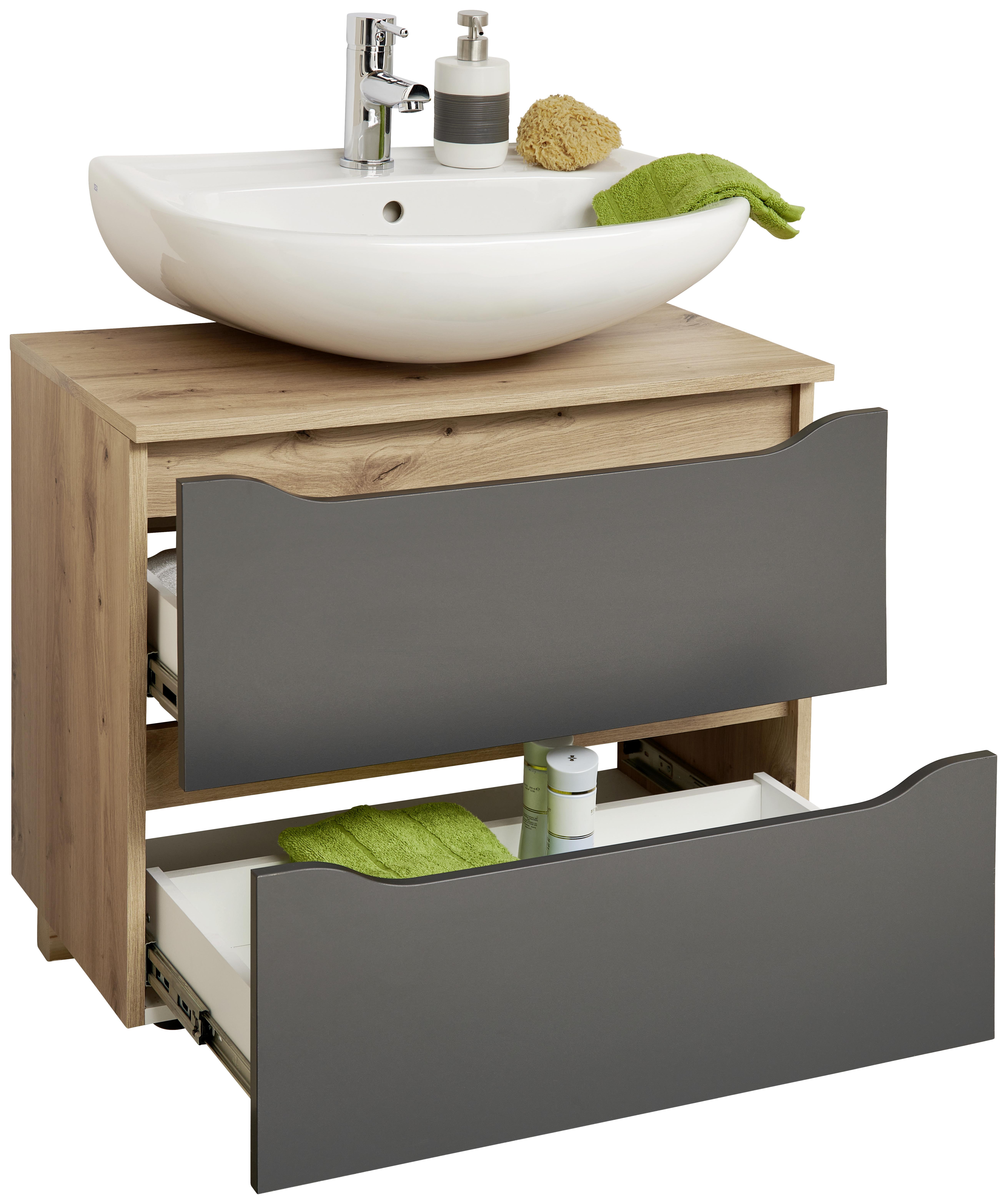 Waschbeckenunterschrank Giga B: 70 Cm Eichefarben/anthrazit - Eichefarben/Anthrazit, MODERN, Holzwerkstoff (70/60/40cm)