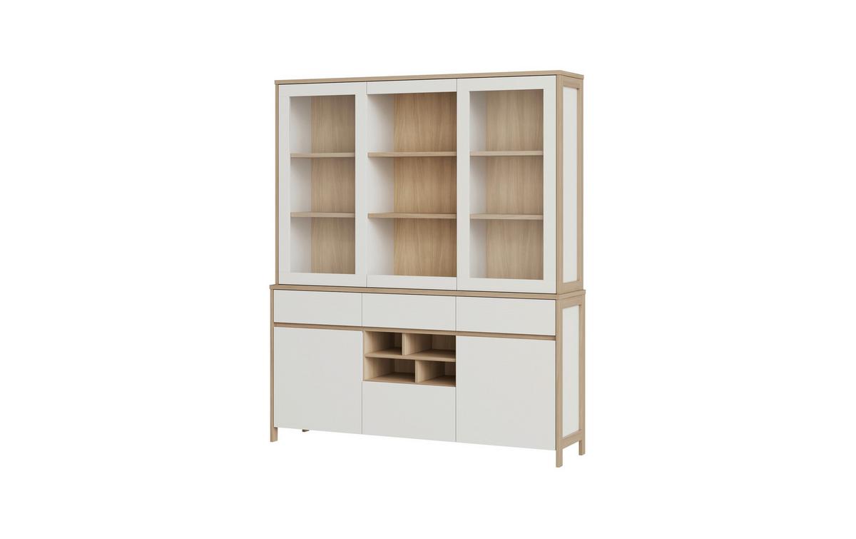 Buffet Stranda Weiß/Eiche B: 164cm - Eichefarben/Weiß, Design, Holzwerkstoff (164/195/39cm) - MID.YOU