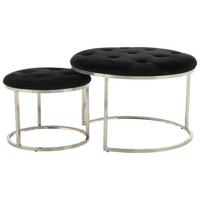 SADA TABURETŮ MYLA 100 - barvy stříbra/černá, Design, kov/textil (40/60/32/41/40/60cm) - MID.YOU