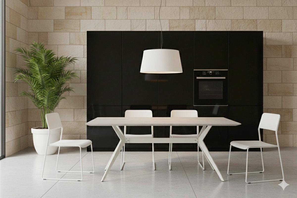 Esstisch Paccino II T - Beige/Weiß, MODERN, Stein/Metall (90/180/76cm) - MID.YOU